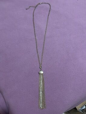 Long Tassel Pendant Necklace in Gold